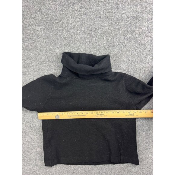 COS Wool Sweater Women's S Black Turtleneck 3/4 Sleeve Knit Cropped Pullover - Picture 3 of 7